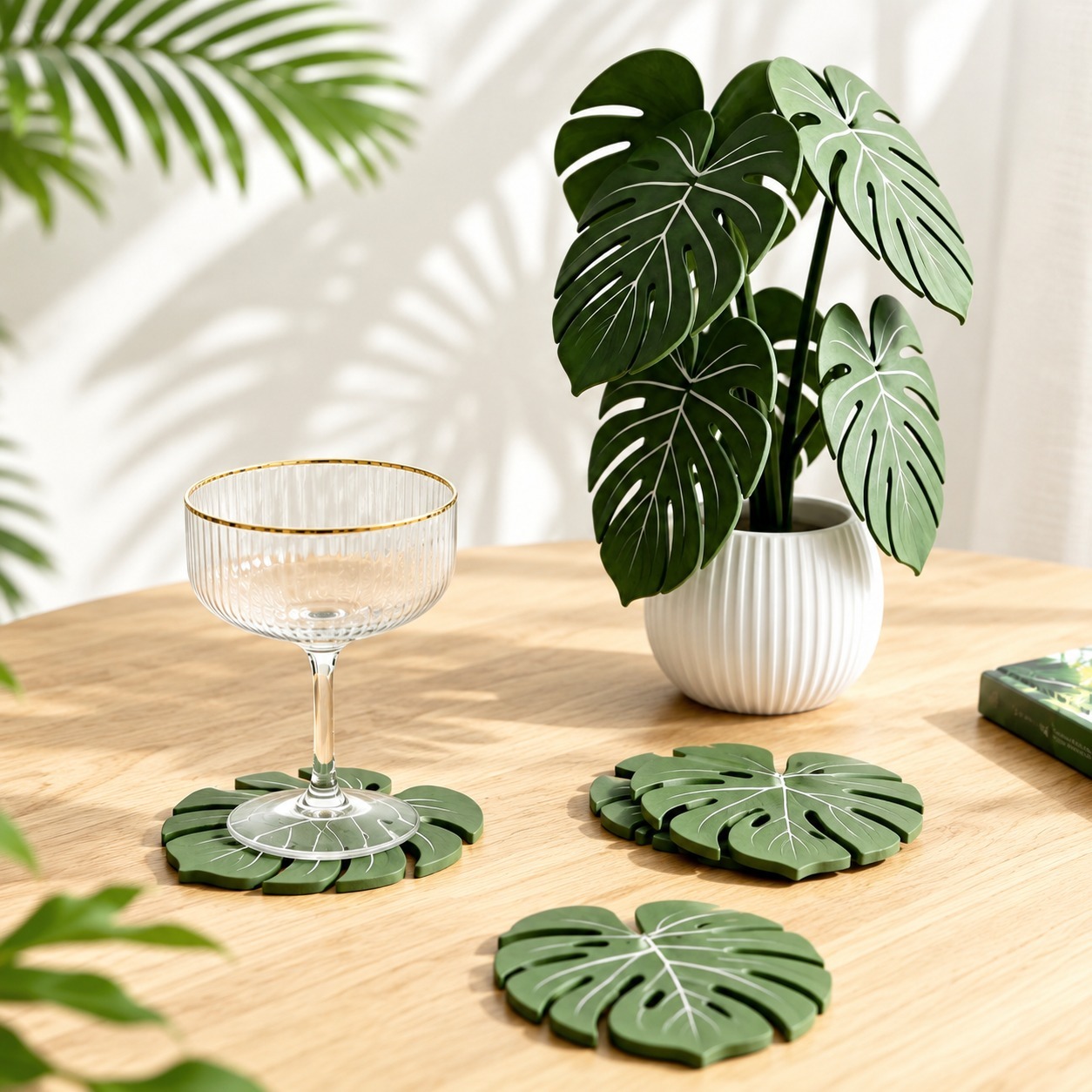 Office Furniture Brands - Monstera Bitki Bardak Altlıkları 3D Baskılı